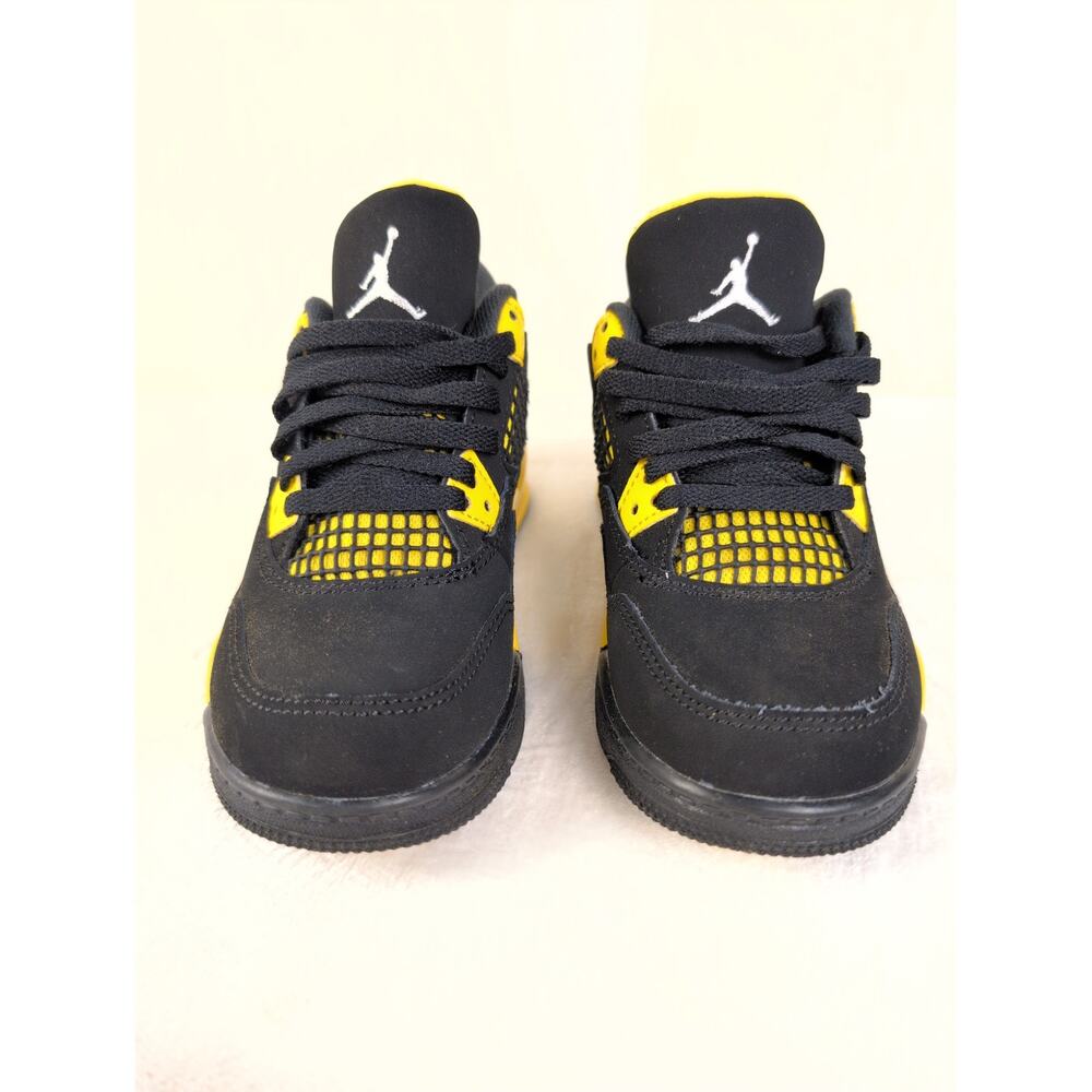 Jordan 4 Retro Thunder sneakers black yellow Size 11c Toddler shoes Sneakerhead - Picture 3 of 9